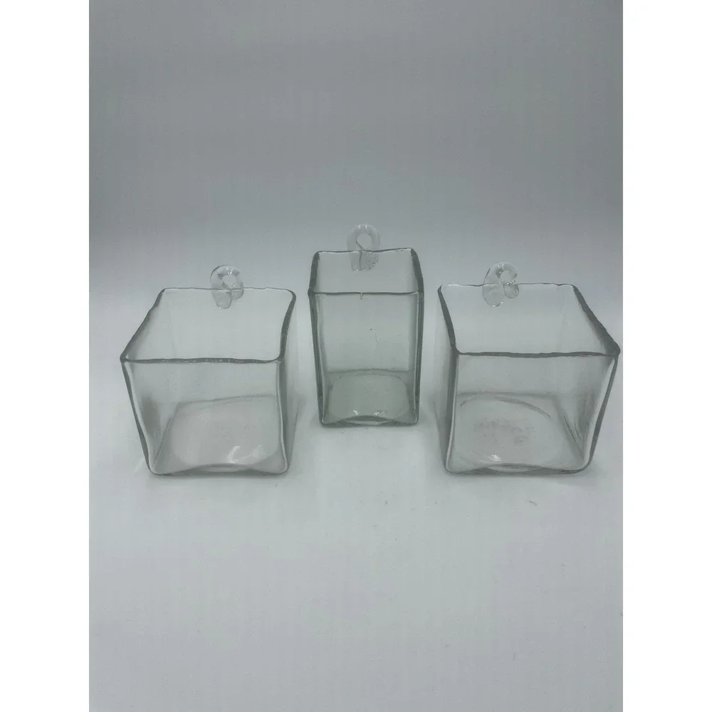 Set of 3 Handblown Hanging Glass Vases Karma Gifts Plant Cuttings Flower Display